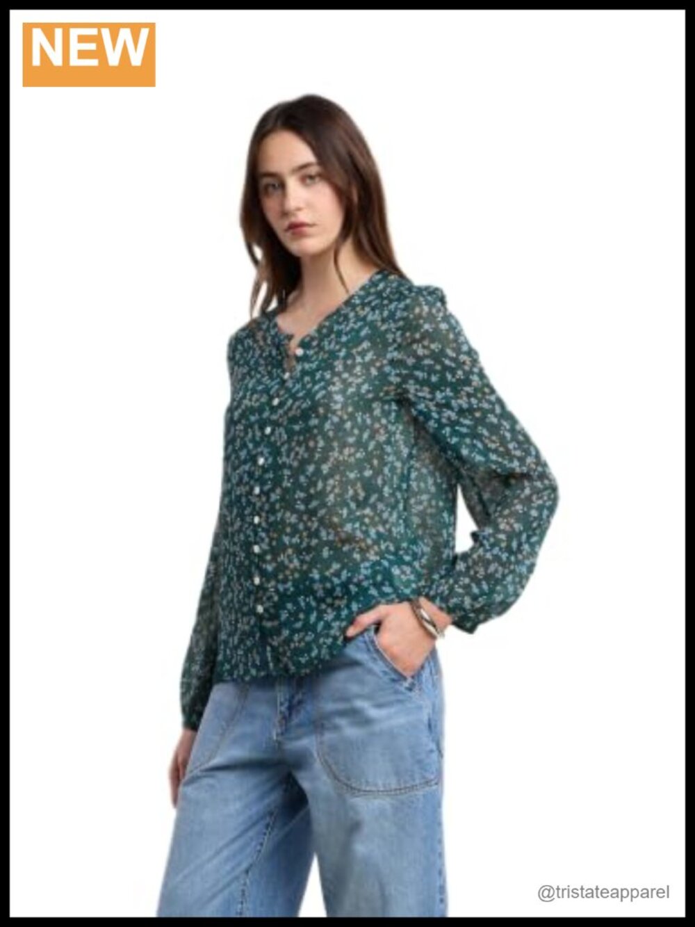 Floral Print Button Up Blouse Long Sleeve Viscose